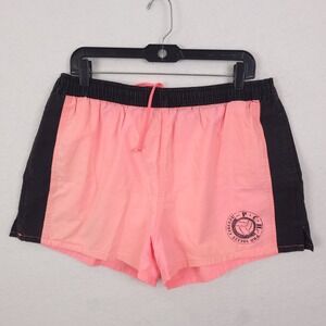 Vintage PCH Pacific Coast Highway Neon Pink Black Swim Trunks Shorts Mens Large